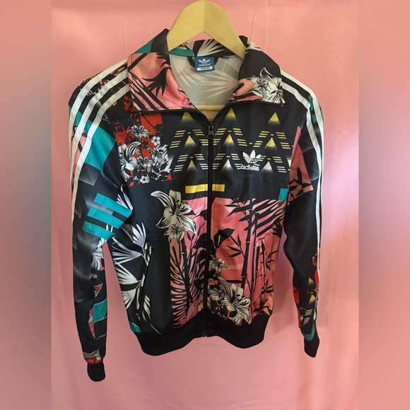 Adidas Multicolor Floral Geometric Track Jacket - Picture 1 of 2